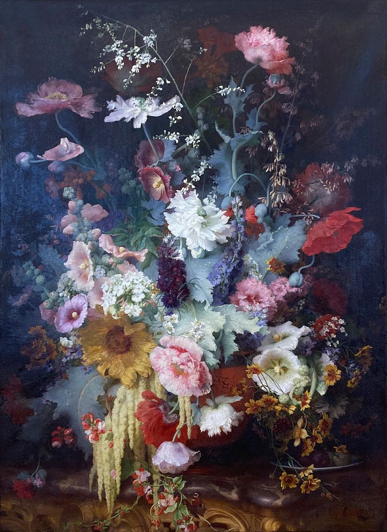 Cliché De Bouquet De Fleurs Dans Un Vase Sur Une Table Eleonore Escallier, vers 1866 (inv. 133) @ Musée de Lons-le-Saunier, cliché Dorothée Gillmann