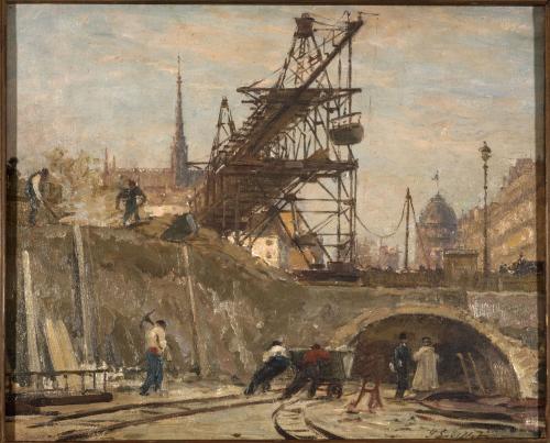 Les Travaux Du Métropolitain, Place Saint-Michel Gill, André 1880 Huile sur toile Musée Carnavalet, Histoire de Paris CC0 Paris Musées / Musée Carnavalet - Histoire de Paris