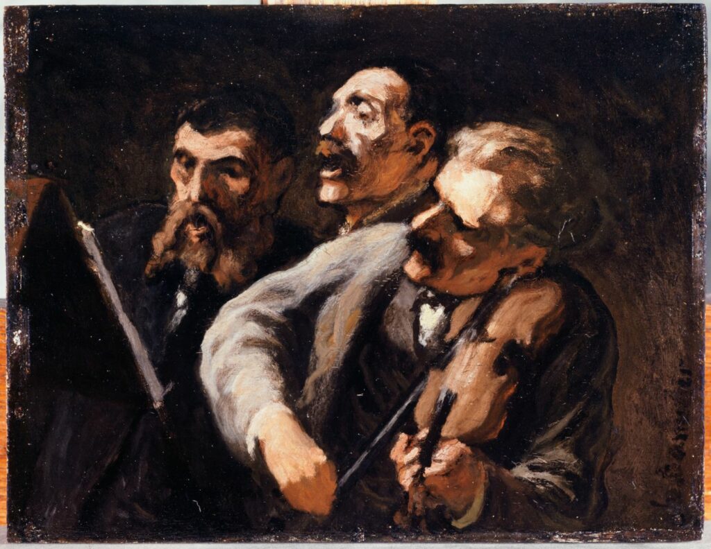 Trio D'amateurs Daumier, Honoré , Peintre Entre 1863 et 1867 Petit Palais, musée des Beaux-arts de la Ville de Paris Huile sur toile CC0 Paris Musées / Petit Palais, musée des Beaux-Arts de la Ville de Paris