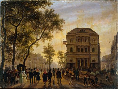 Canella Giuseppe Le Théâtre de l'Ambigu-Comique et le boulevard Saint-Martin 1830 Peinture à l'huile Musée Carnavalet, Histoire de Paris CC0 Paris Musées / Musée Carnavalet - Histoire de Paris