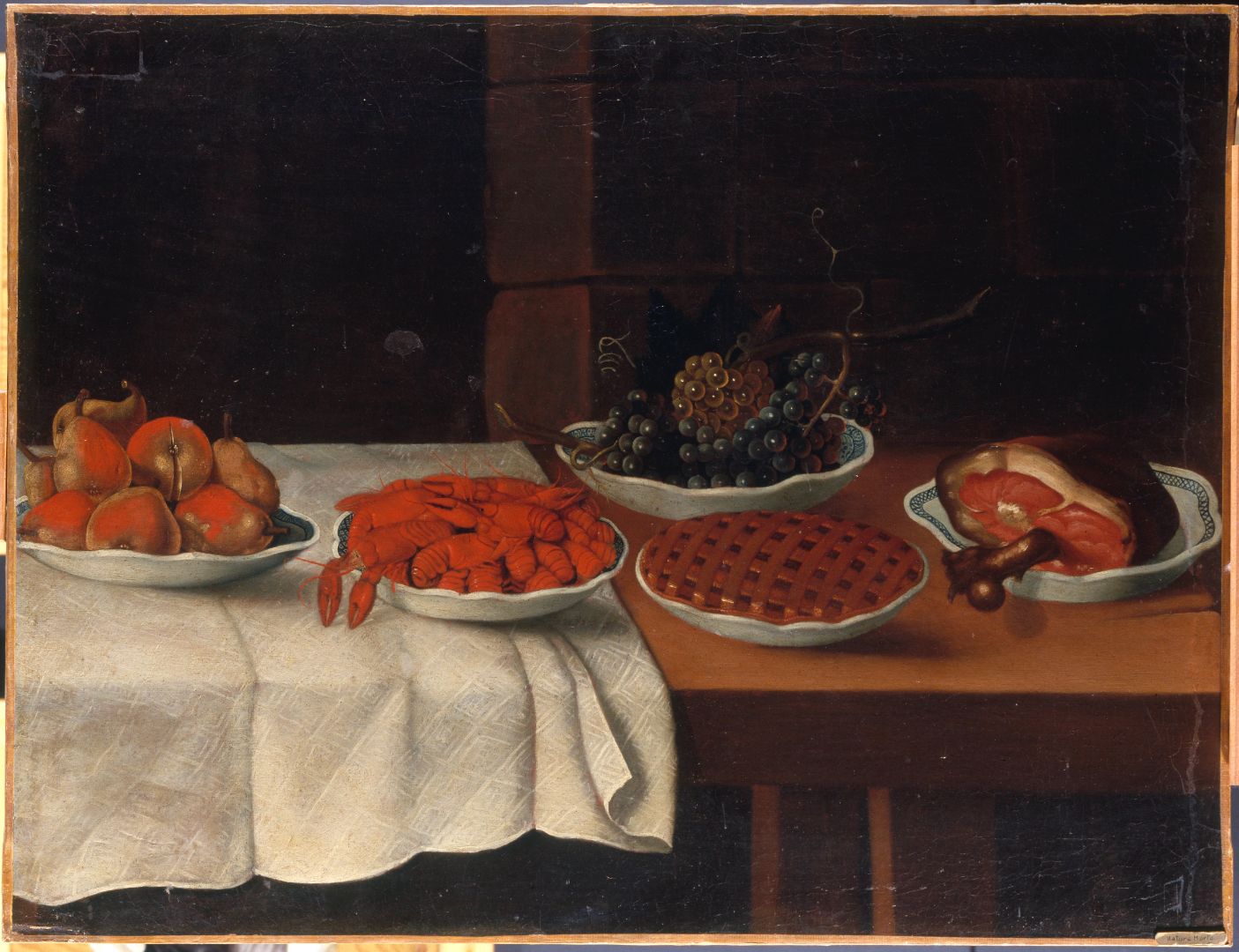 Table Servie Au Jambon, Écrevisses Et Raisins Fraichot Pierre Antoine 18e siècle Huile sur toile Musée des Beaux Arts et d’Archéologie de Besançon © Besançon, musée des beaux-arts et d’archéologie – Photographie P. Guenat