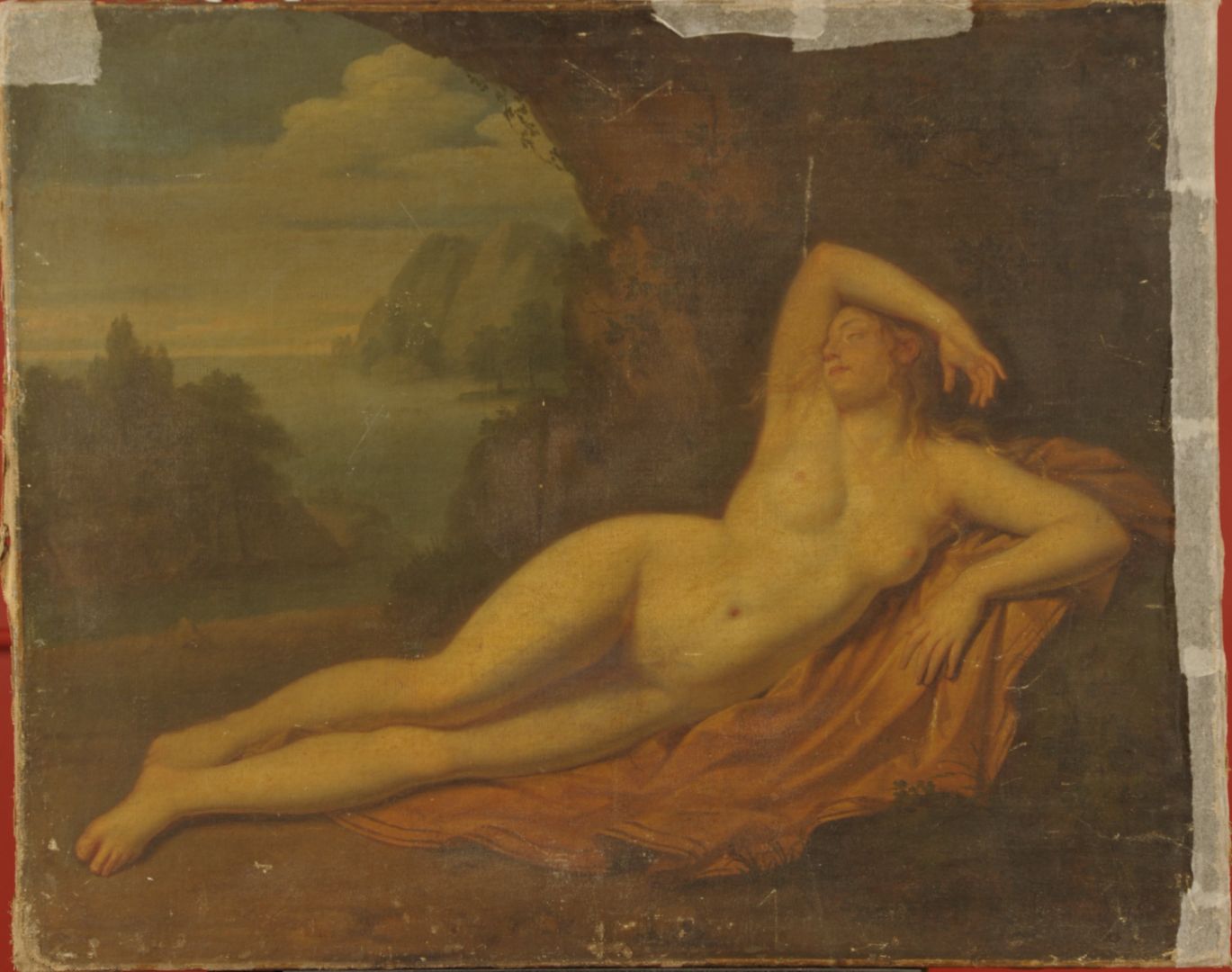 Femme Allongée Dans Une Grotte Anonyme 18e siècle ; 19e siècle Huile sur toile Musée des Beaux Arts et d’Archéologie de Besançon © Besançon, musée des beaux-arts et d’archéologie – Photographie P. Guenat